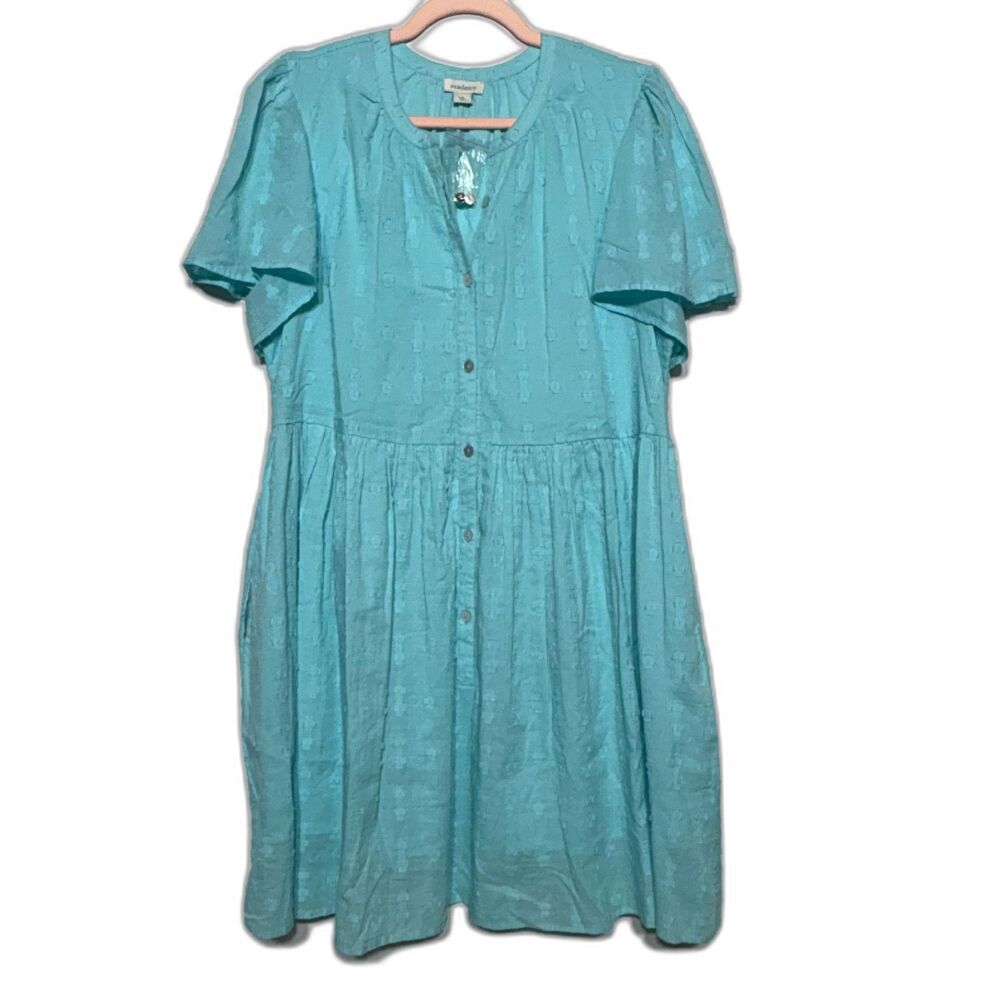 Sundance Sienna Breeze Dress Womens M Aqua Cotton Dobby Boho Coastal NWOT